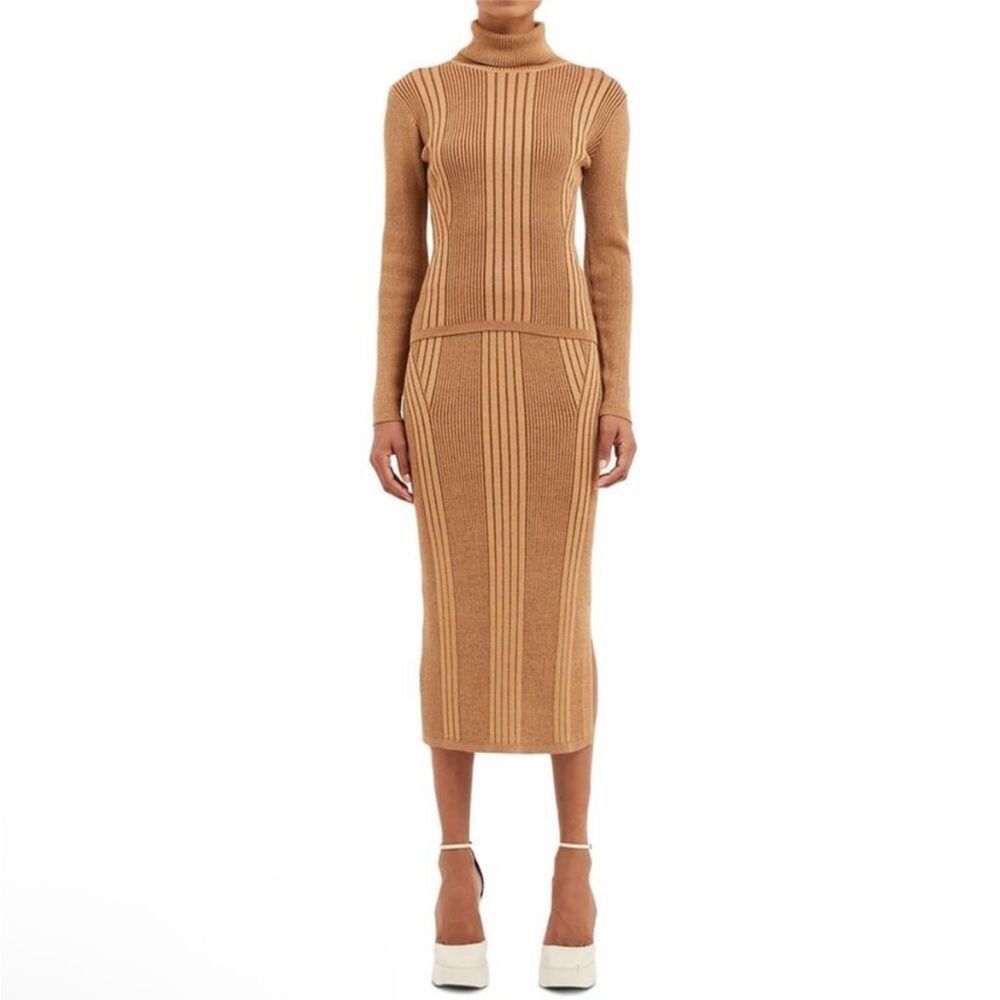French Connection Mari Brown Side‎ Slit Long Dressy Pencil Skirt